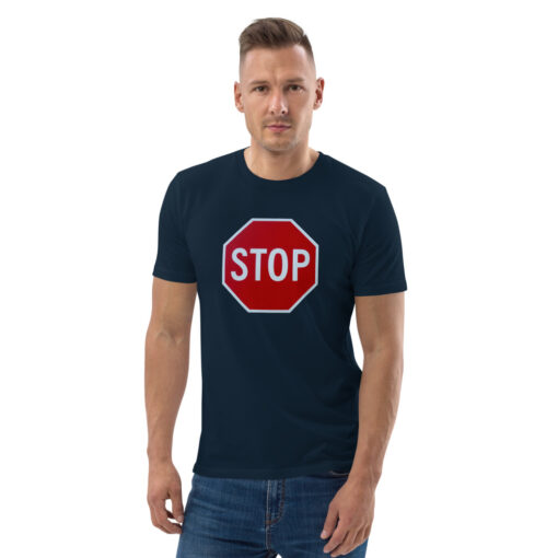 unisex organic cotton t shirt french navy front 626979a3e4f89