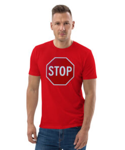 unisex organic cotton t shirt red front 6267174190674