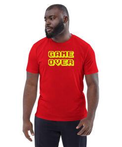 unisex organic cotton t shirt red front 62682fdb10a3d