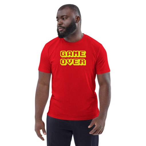 unisex organic cotton t shirt red front 62682fdb10a3d