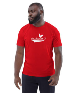 unisex organic cotton t shirt red front 626855da75a99