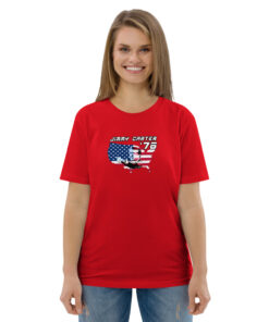 unisex organic cotton t shirt red front 62685785d649b