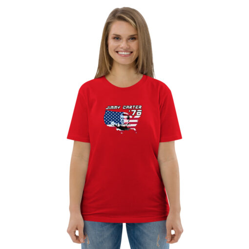 unisex organic cotton t shirt red front 62685785d649b