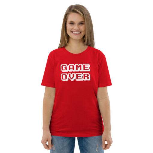 unisex organic cotton t shirt red front 62696a13daec9