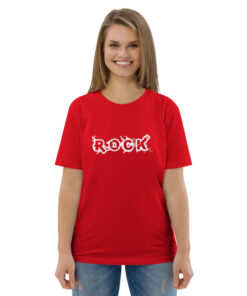 unisex organic cotton t shirt red front 62696fb046901