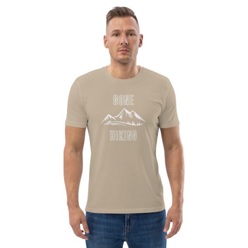 Gone Hiking Larger White Print - Unisex organic cotton t-shirt - Image 14