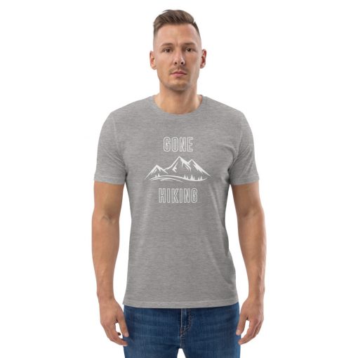 Gone Hiking Larger White Print - Unisex organic cotton t-shirt - Image 16