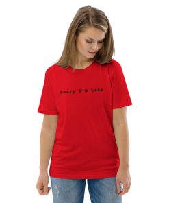 unisex organic cotton t shirt red front 2 6271556c0ec4e