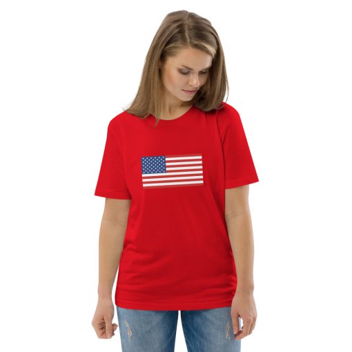 unisex organic cotton t shirt red front 2 6279a4088e0e4