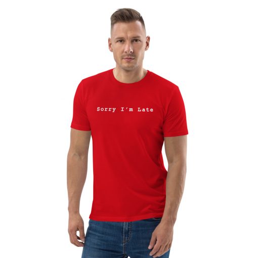 unisex organic cotton t shirt red front 627155b181731