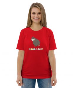 unisex organic cotton t shirt red front 62745fa4996e7