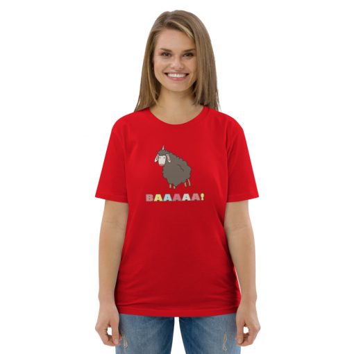 unisex organic cotton t shirt red front 62745fa4996e7