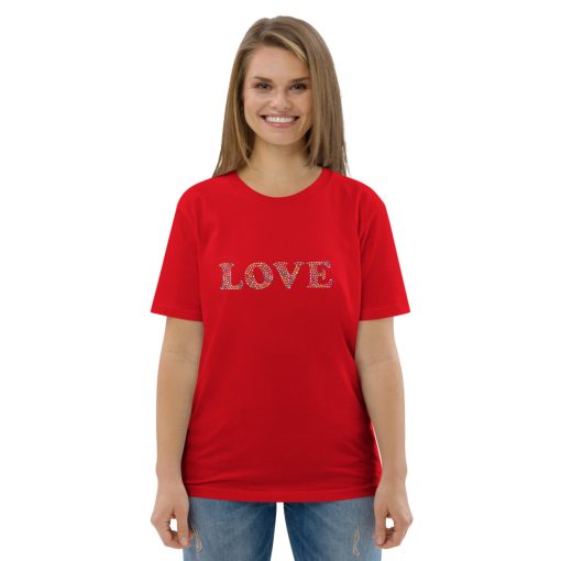 unisex organic cotton t shirt red front 6275a24f4327f