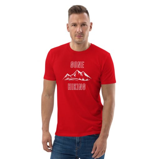 unisex organic cotton t shirt red front 6275e5a70ba10