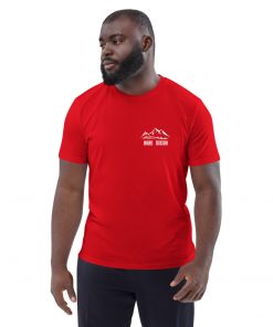 unisex organic cotton t shirt red front 6275e6da476ad