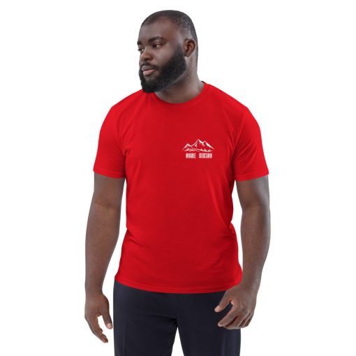unisex organic cotton t shirt red front 6275e6da476ad