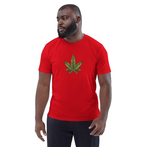 unisex organic cotton t shirt red front 627958e740dff