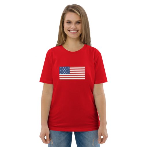 unisex organic cotton t shirt red front 6279a4088dd96