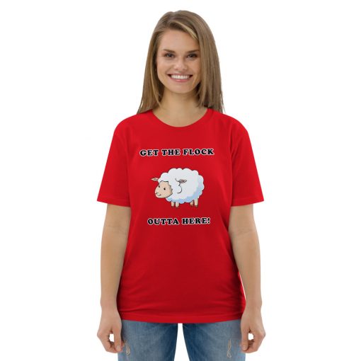 unisex organic cotton t shirt red front 6279b3065ba52