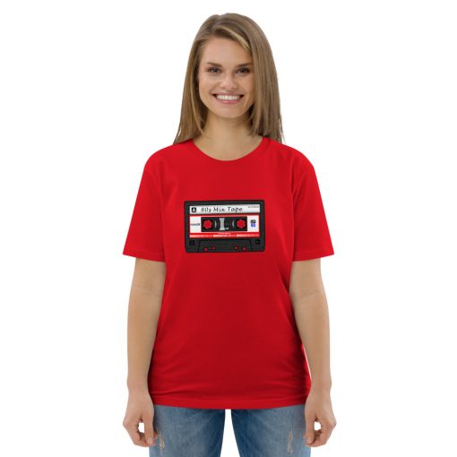unisex organic cotton t shirt red front 628662dd04ef2