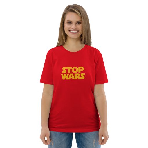 unisex organic cotton t shirt red front 62b36901114c6