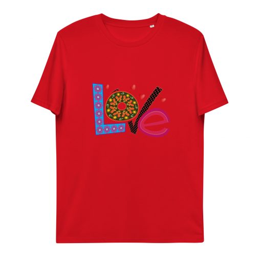 unisex organic cotton t shirt red front 62c0f6e6a9d5d