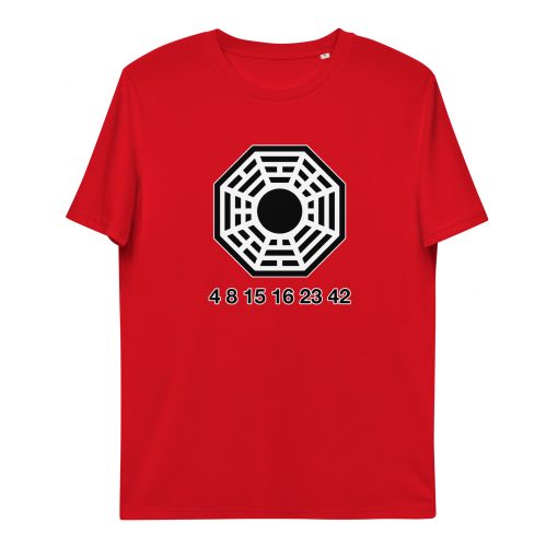 unisex organic cotton t shirt red front 62c21bdd2d8e6