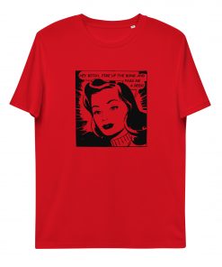 unisex organic cotton t shirt red front 62d6cb312ead4