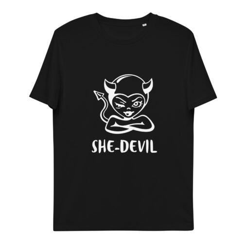 She-Devil (Wht) - Unisex organic cotton t-shirt - Image 3