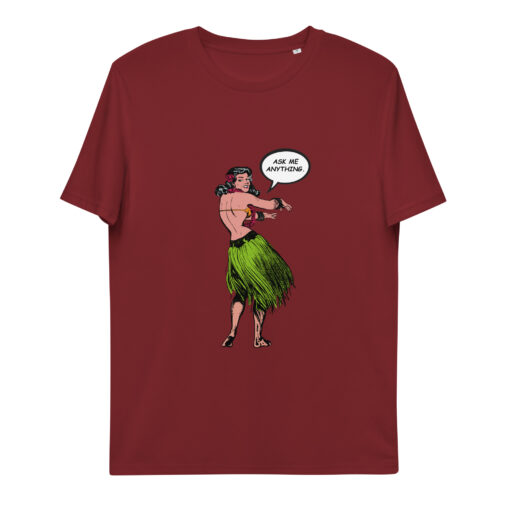 unisex organic cotton t shirt burgundy front 65f5c8008c576