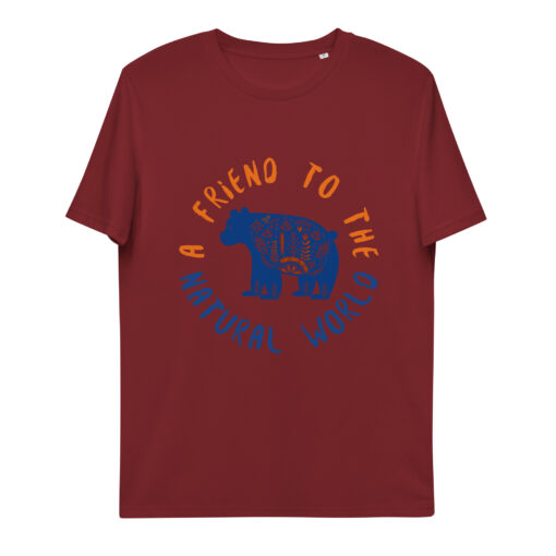 unisex organic cotton t shirt burgundy front 65f84ddcdd21c