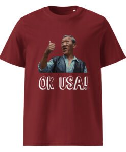 unisex organic cotton t shirt burgundy front 66049f8f88e73