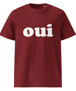 unisex organic cotton t shirt burgundy front 66061832d9c89