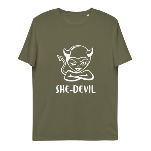 She-Devil (Wht) - Unisex organic cotton t-shirt - Image 9