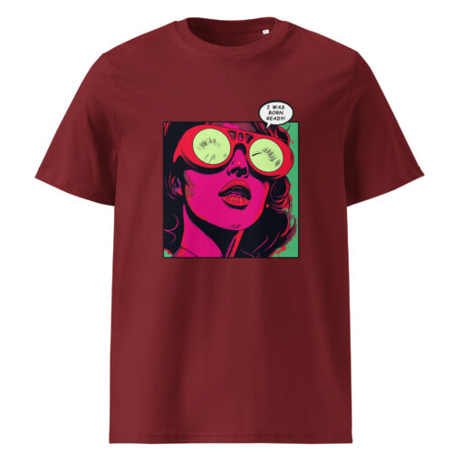 unisex organic cotton t shirt burgundy front 660e9c038858f