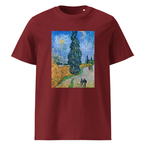 unisex organic cotton t shirt burgundy front 661320fb45af6