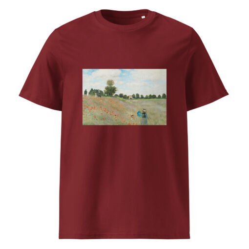 unisex organic cotton t shirt burgundy front 66292f7c54091