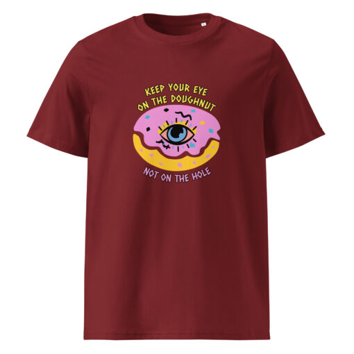 unisex organic cotton t shirt burgundy front 6629347403c82