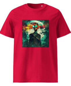 unisex organic cotton t shirt red front 6617c5651ec6a