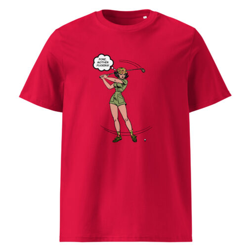 unisex organic cotton t shirt red front 6627e283258ff